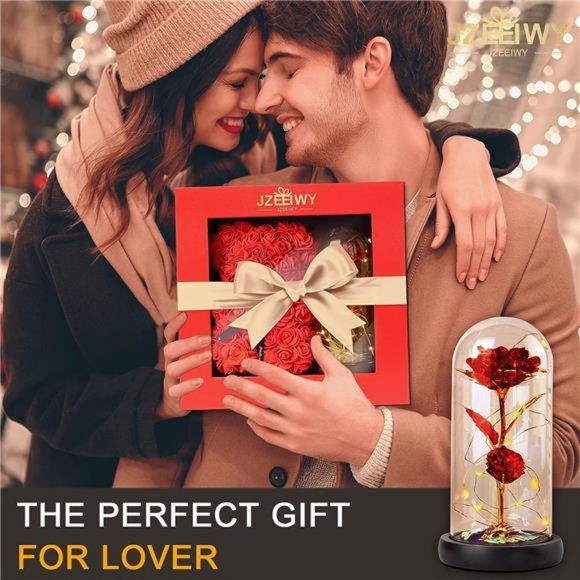 PreservedRose Birthday Gift for Women Mom Grandma Wife,Forever Flower with Glass - Picture 3 of 6